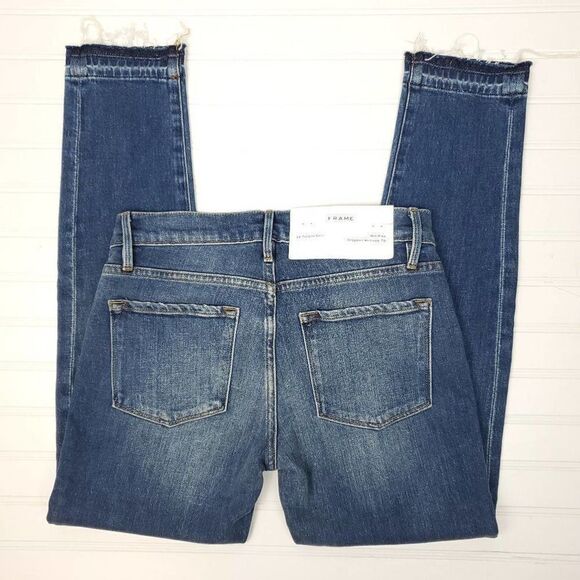 FRAME Size 25 Le Garcon Release Hem Crop Boyfriend Jeans - Picture 8 of 15